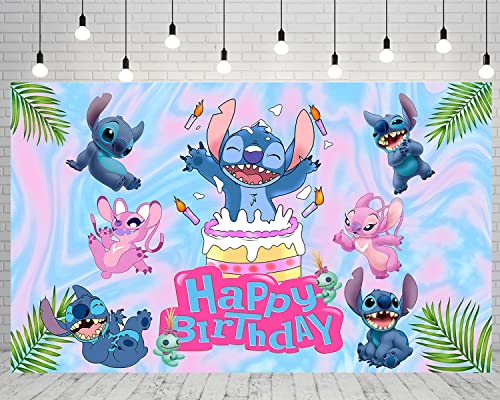 Summer Hawaiian Aloha Backdrop for Lilo and Stitch Theme Birthday Party Supplies 6x4ft Tropical Photo Background for Stitch