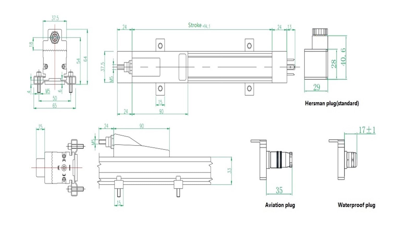 RWRAPS transducteur de Position magnétostrictif KTF – transducteur linéaire Coulissant, Course 75-300mm, capteur de Position linéaire, échelle for Machine d'injection/Caoutchouc (Color : 150mm)