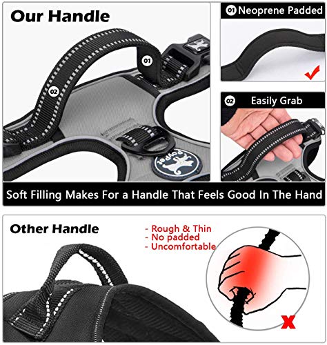 Image of PoyPet No Pull Dog Harness, No Choke Front Lead Dog Reflective Harness, Adjustable Soft Padded Pet Vest with Easy Control Handle for Small to Large Dogs(Grey,S)