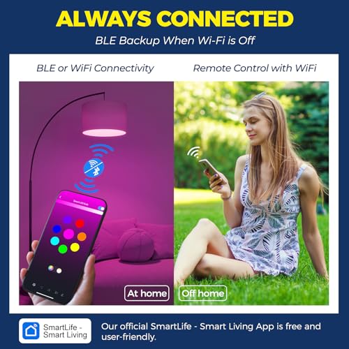 Image of Lightinginside Smart Light Bulbs 1100LM, BR30 E26 Smart Bulb Compatible with Alexa /Google Assistant /SmartLife, 12W 75W Equivalent, RGBCW 2.4GHz WiFi & BLE Bulbs, No Hub Required, ETL Listed, 4PCS