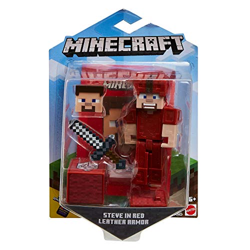Mattel Minecraft Earth 3.25" Steve In Red Leather Figure #TOP5