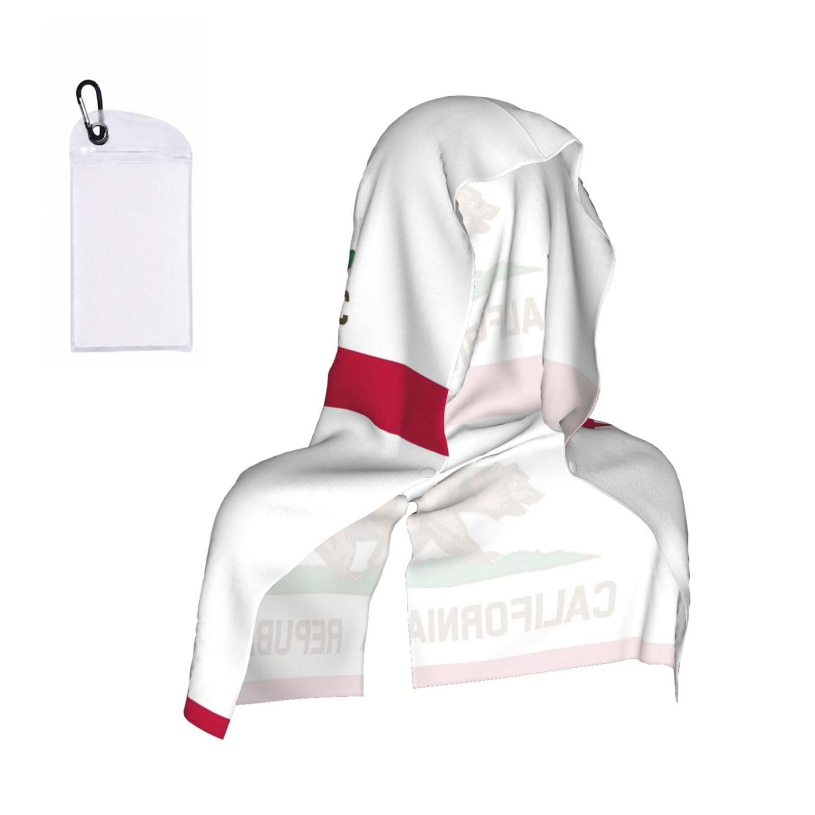 DUWAA California State Flag Print Cooling Hooded Sports Towel, 30×60cm Quick Drying Summer Cool Head Wrap For Neck And Face
