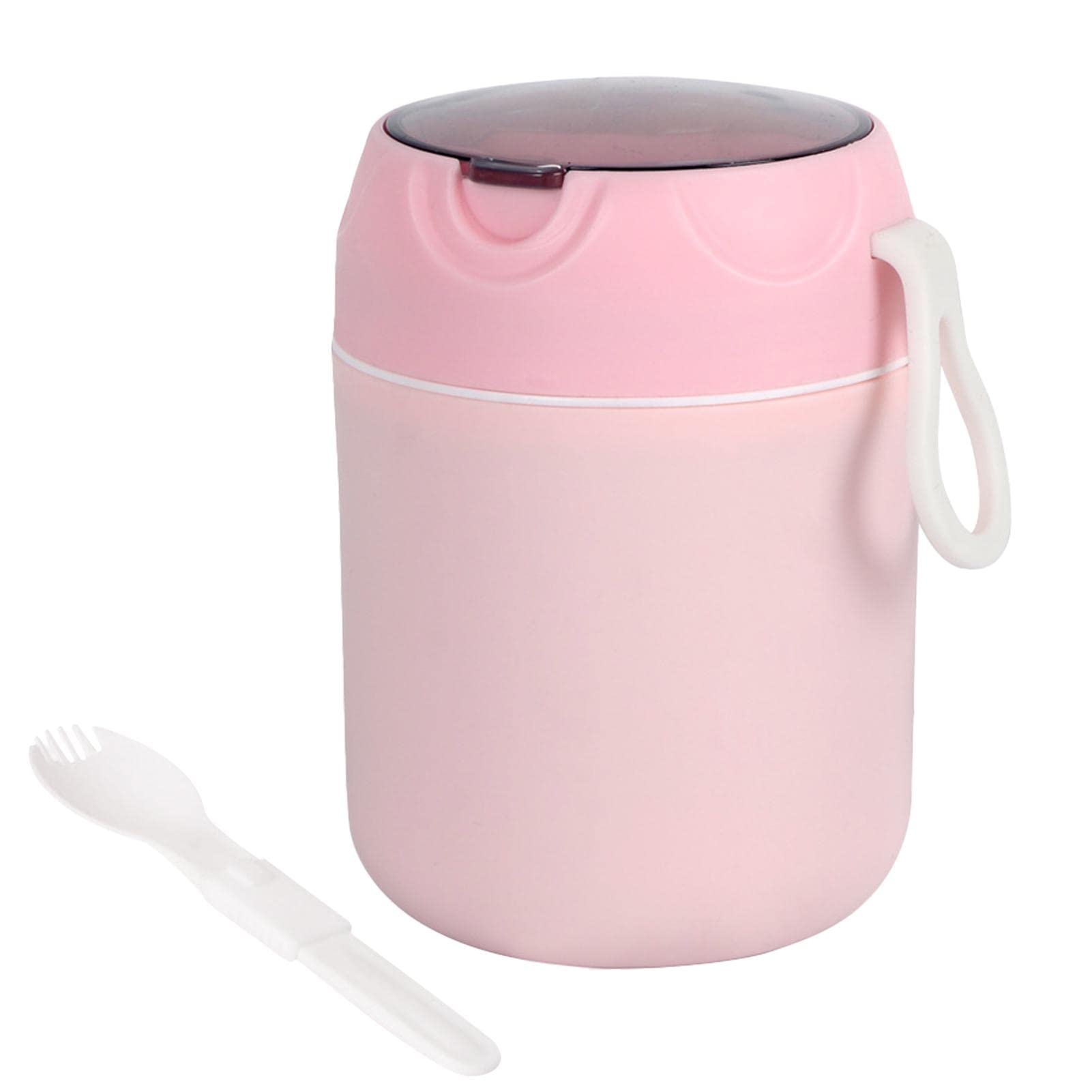 GanquerVacuum Insulated Food Container, 500ml Thermal Lunch Box for Hot Cold Food, Leak Proof Soup Container Food Jar with Spoon for Kids Adult(Pink)