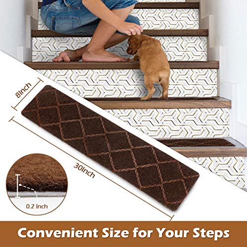 Seloom Stair Treads Carpet Non-Slip With Non Skid Backing Specialized For Indoor Wooden Steps, Removable Washable Step Runners Perfect For Dogs(Brown, 15-Pack, 8 X 30 In) #TOP2