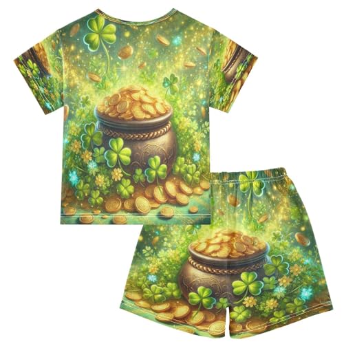 Coins Leaf St Patricks Pajama Set Short Sleeve Nightwear Soft Clothes Set Summer Pajamas Cotton 5Y2