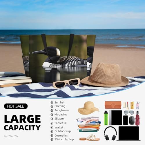 Sac à bandoulière imperméable grand format imprimé oiseau loon - 5