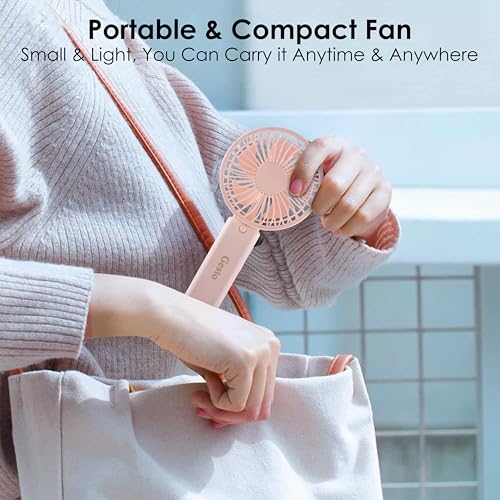 Image of Gesto Portable Fan Rechargeable with LED Light - Foldable Mini Fan, Small Fan,USB Charging Hand Fan with 1200mAh Battery & 3 Speed Modes | Travel, Makeup, Kitchen,Women's Personal Pankhaa - Pink