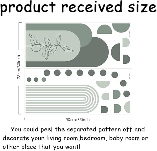 Miniatura 8 de SUPERDANT Calcomanías de pared con diseño de plantas bohemias, diseño geométrico, montañas, despegar y pegar, bosque y árboles, calcomanías de pared
