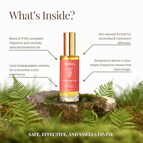Image of Nytarra Room Mist Spray Whispering Rose | No Alcohol, No Toxins, Vegan | Air Freshener, Fragrance for Home, Washroom, Bedroom, Office With Rose, Lilly and Geranium | No Paraben
