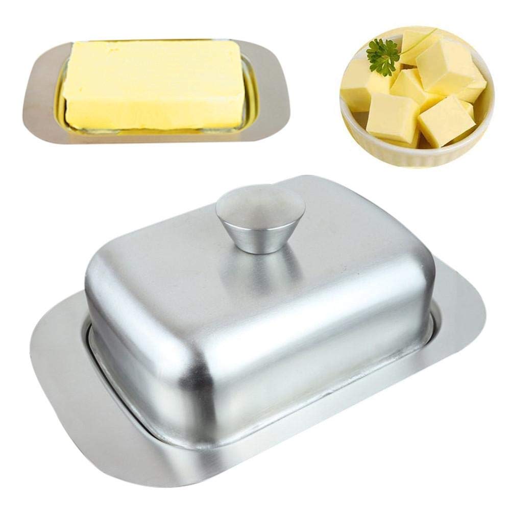 Stainless Steel Butter Dish Stainless Steel Double Covered Butter Dish with Lid and Handle