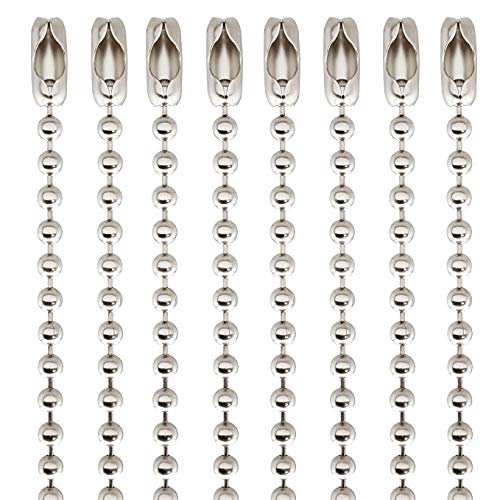 Stainless Steel Ball Chain Tag Key Chain Connector 6 Inch Long 2.4mm Bead Dia 100 Pcs