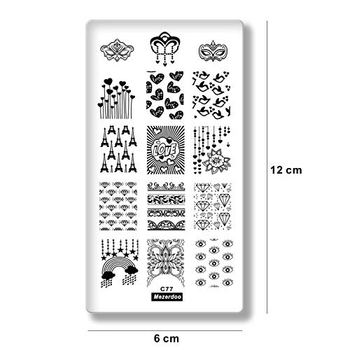 5Pcs Love Heart Flowers Nail Art Stamp Template Valentine Nail Art Stamping Plate Geometric Pattern Manicure Image Plates Festival New Year Nails Stencil #TOP4