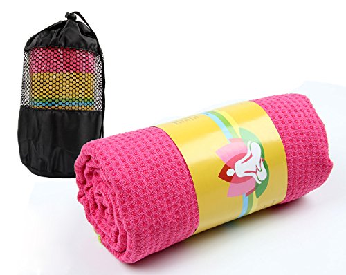 Winthome Antideslizante Yoga Mat Toalla de Yoga con Bolsa de Transporte Gratuita (Rosa)