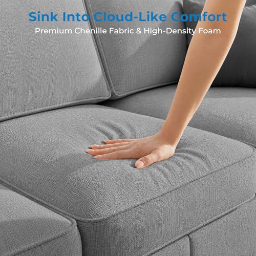Image of Mjkone 82 inch Width 2 Pieces Living Room Sofa Sets, 3 Seater Sofas Couch and Loveseat Set, Sofas Couches Living Room Furniture Sets, Sectional 3-Seat Sofa + Loveseat Couch Set for Home Office, Light Grey