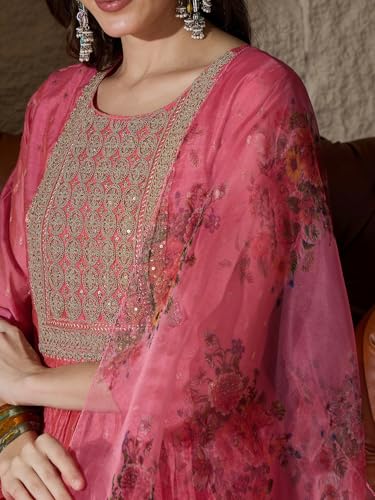 Image of Women's Chanderi Kurta with Legging and Dupatta | Modern & Traditional Blend Ethnic Wear Set | Festive & Casual Summer Kurti with Pants for Party Office & Ethnic Occasions