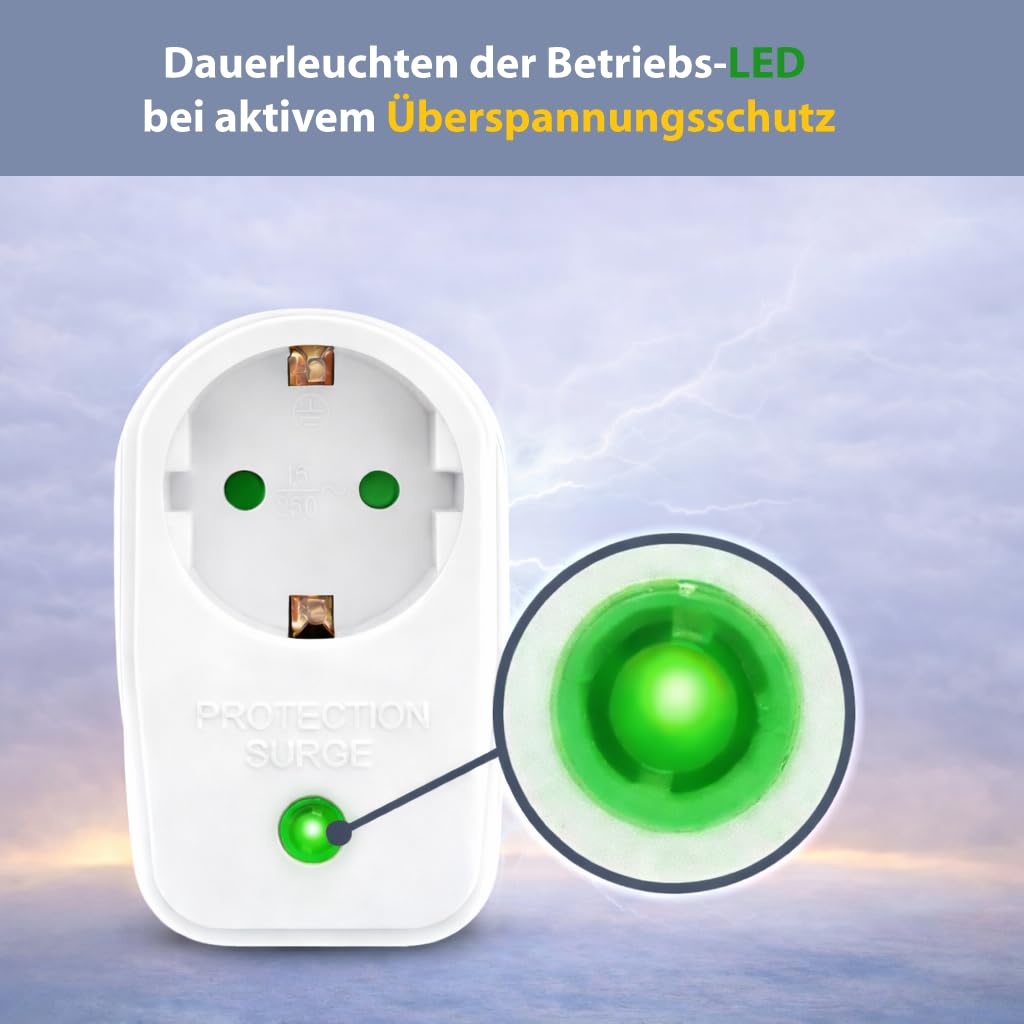 Adaptador de enchufe 10X con protección de sobretensión | 230 V | protección contra rayos enchufe adaptador de protección de red | 3500 W | con cierre de seguridad para niños | 10 piezas