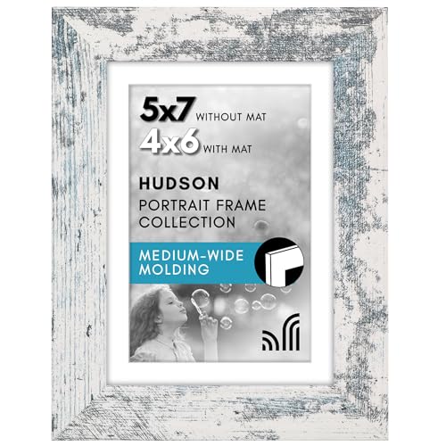 Americanflat 5x7 Picture Frame - Matted to 4x6 - Distressed White