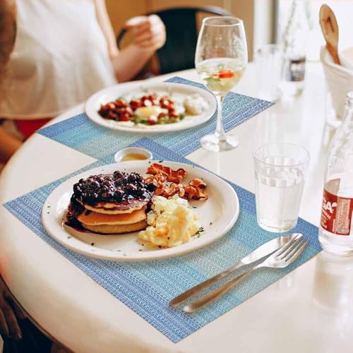 Image of Washable PVC Heat Resistant Colorful Place Mats for Kitchen Dining Table Mates Washable Heat-Resistant for Dining Table (Blue, Pack of 4)