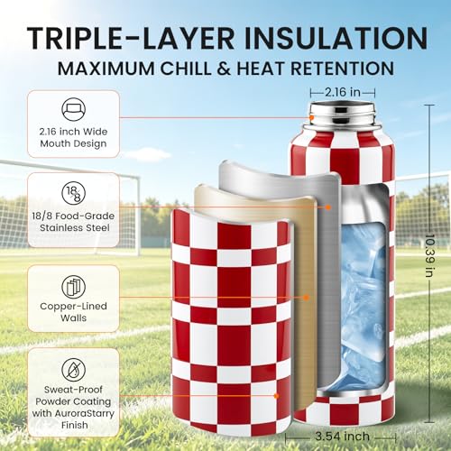 Image of RAYMYLO 2026 Soccer Biggest Event Edition Insulated Water Bottle 40 oz, Nation Flag Design, Best Souvenir & Gift for World Soccer Lover, Vacuum Stainless Steel (Cold for 36Hrs), Leak Proof & Non-BPA