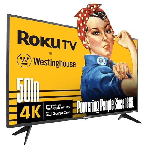 Westinghouse Roku TV - 50 Inch Smart TV, 4K UHD Television with Wi-Fi Connectivity and Mobile App, Flat Screen, Bluetooth, Compatible with Apple AirPlay, Alexa and Google Assistant