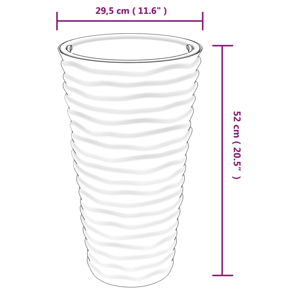 Pflanzkübel Anthrazit Rund mit herausnehmbarem Einsatz 22L, Hoher Blumentopf 52 cm, Rillen-Design Pflanzgefäß aus PP-Kunststoff für Garten, Balkon, Terrasse und Eingang