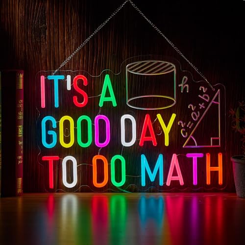 Image of It's A Good Day To Do Math Neon Sign Colorful LED Light for Classroom Wall Decor Math Teacher Lover Student Gift Home Office Study Room Fun and Inspirational Math-Themed Neon Light