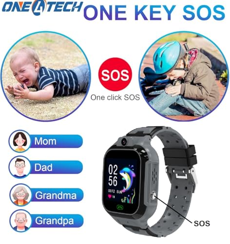 Image of Smart Watch for Kids with GPS Tracking, 2-Way Video & Voice Calling, Geofencing, and 4G SIM Compatible, SOS,Alarm, Games, HD Touch Screen Phone Watch Best Gift for Kids (Black)