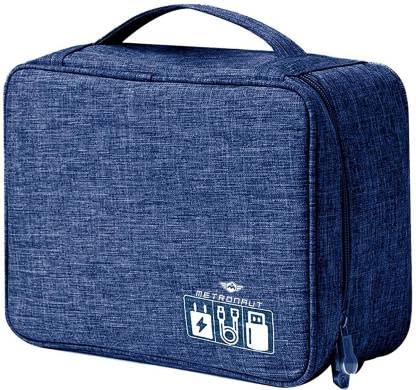 PUHBRHY Gadget Organizer Electronics Accessories Organizer Bag, Universal Carry Travel Gadget Bag for Cables, Plug and More, Perfect Size Fits for Pad Phone Charger Hard Disk (Blue)