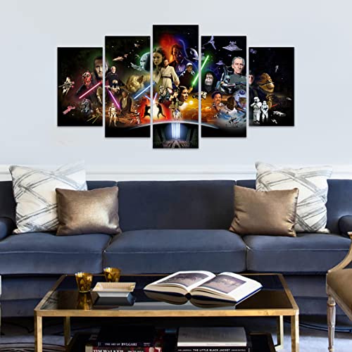 Kaixuanart Wars On The Star Posters 5 Panels Classic Movie Scenes Canvas Wall Decor Characters Art Prints Paintings Gifts For Living Room Bedroom Ready To Hang (8X14Inx2 8X18Inx2 8X22Inx1, Poster-6) #TOP3