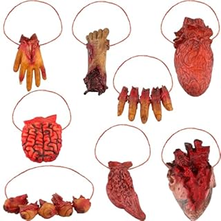 Cotiny 8 Pack Halloween Severed Body Parts Hanging Hands Broken Props for Halloween Party Prank Props Haunted House Ornaments