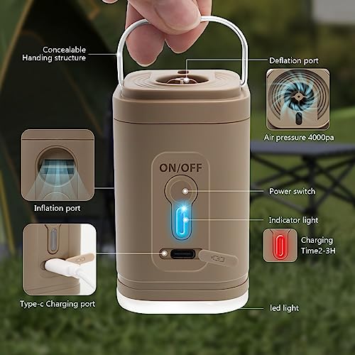 ytorgr Air Pump for inflatables,Portable Electric Mini Air Bed Pump Rechargeable for Deflate Inflatable Paddling Pool - Image 2