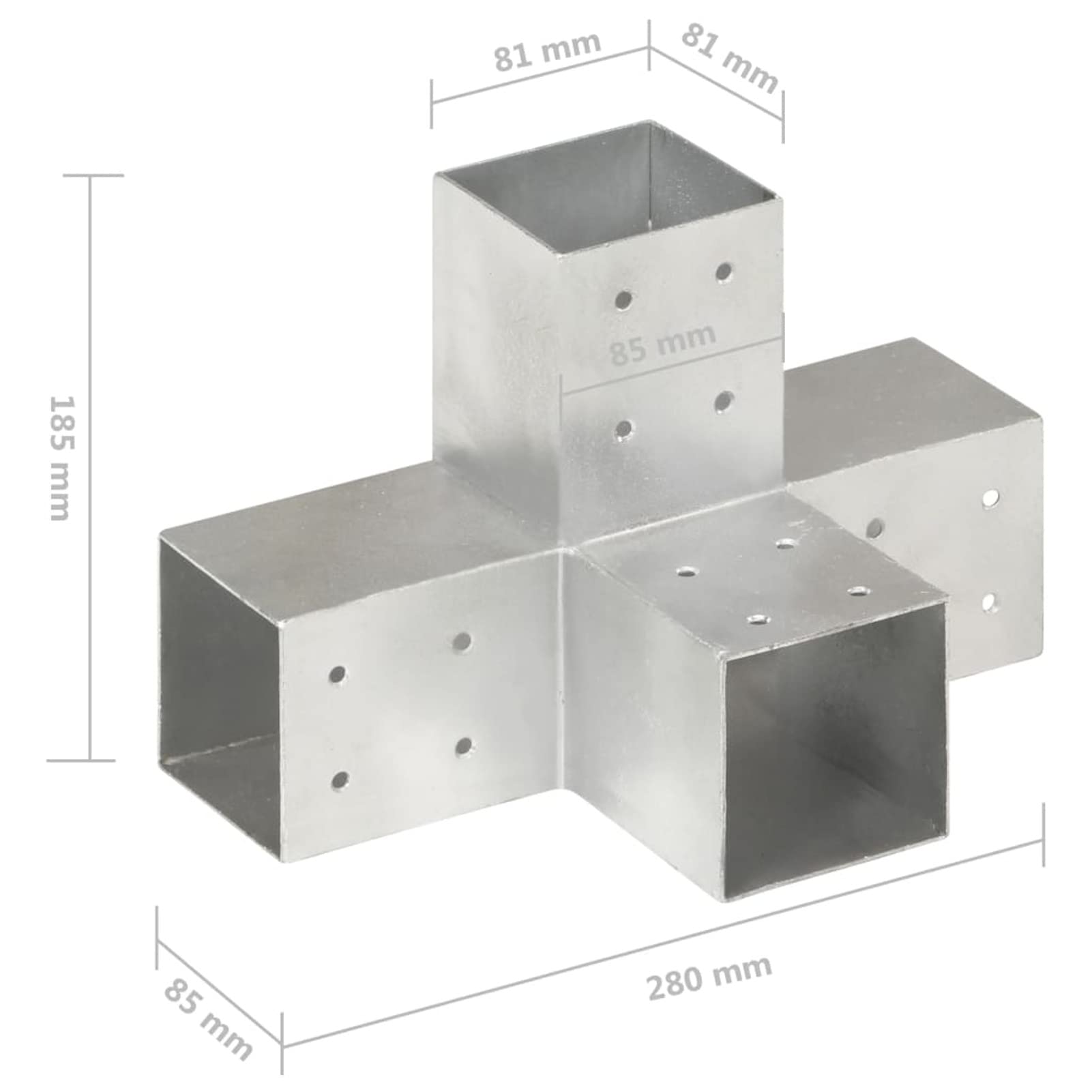 Conectores de Postes en X 4 uds, Anclajes, Postes, Connex, Metal galvanizado 81x81 mm