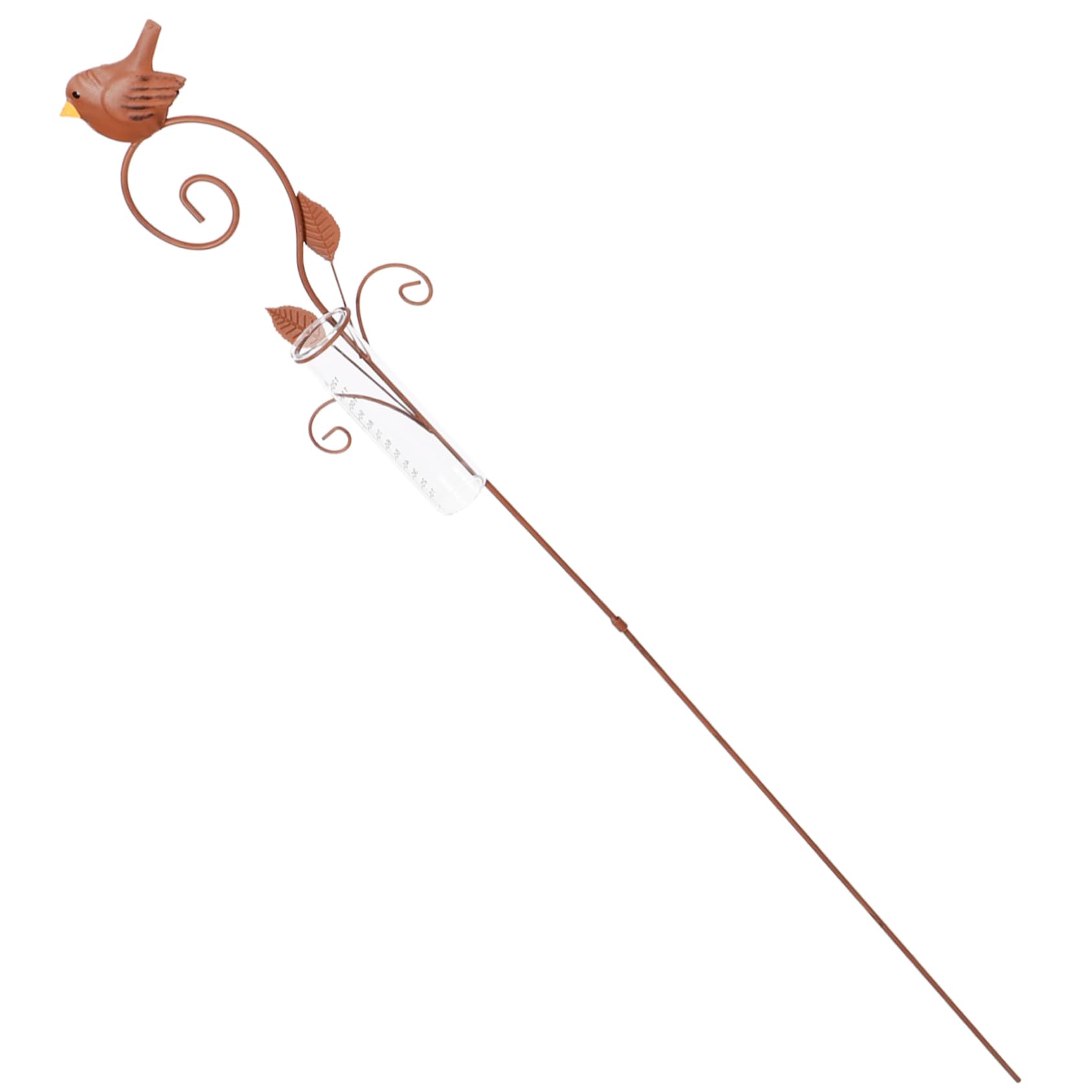 ibasenice Pluviomètre Extérieur en Fer et Verre avec Piquet Marron, Mesure Précise Pluie, Design Vintage et Créatif pour Jardin et Pelouse