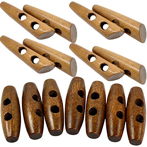 60PCS Natural Horn Shape 2 Hole Scrapbooking Sewing Toggle Wood