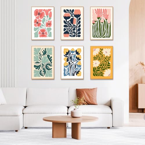 Image of 6 Pack Paint by Numbers Kit for Adults Beginner, Flower Adult Paint by Number Kits on Canvas Without Frame, Easy Flowers DIY Acrylic Oil Painting by Numbers Kits, Perfect for Home Decor 8x12 Inch
