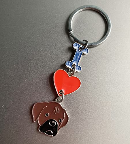 MeiAOBest Hunde-Schlüsselanhänger, 'I Love Dog', Metall-Haustier-ID-Tags, Schlüsselanhänger, Schlüsselanhänger, Hunde-Liebhaber, Schlüsselanhänger, Geschenk, Boxer
