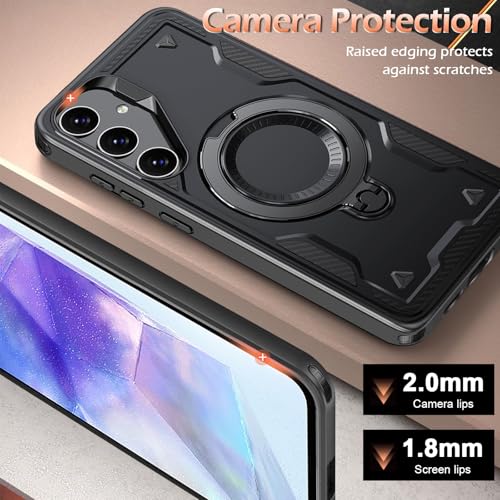 Image of for Samsung Galaxy A55 Case Magnetic with stand [Compatible with Mag-Safe] [with Screen Protector] Wireless Charging, Shockproof Galaxy A55 5G Case, Ring Holder Phone Cover, for Samsung A55 Phone Case