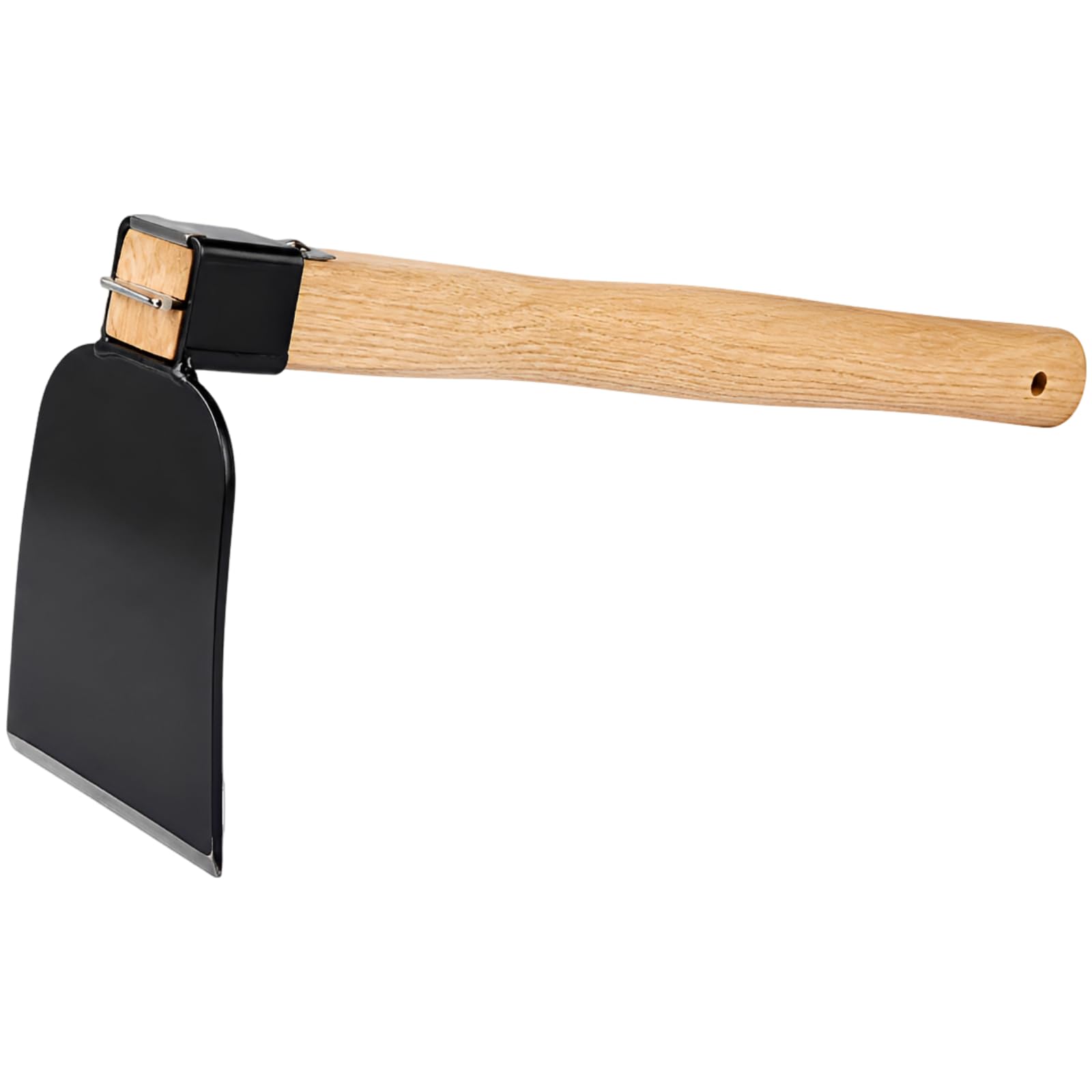 Azada de jardinería, herramienta de jardín resistente de 15.2 in / 38,5 cm con cabeza ancha de acero de alto carbono, mango de madera de roble macizo, azada para excavar, plantar, desmalezar