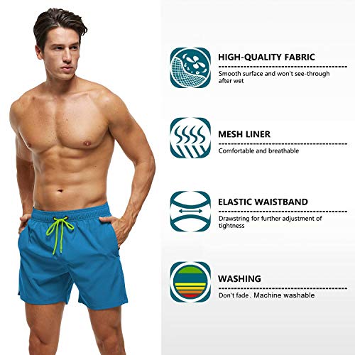 Image of Tyhengta Men's Swim Trunks Quick Dry Beach Shorts with Zipper Pockets and Mesh Lining