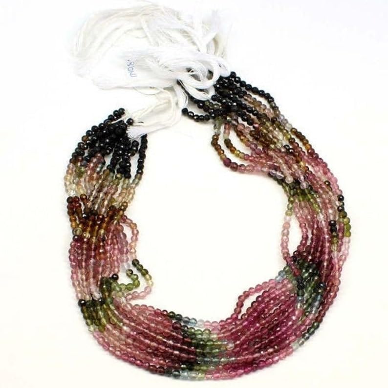 Perles rondes en tourmaline naturelle 4mm pour fabrication de bijoux collier et bracelet DIY