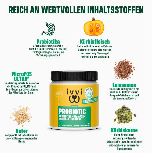 ivvi PROBIOTIC Hunde Probiotika als Leckerli - Hund Darmflora aufbauen, verbesserte Verdauung & Immunsystem - 60 leckere Snacks (270g) mit Huhn