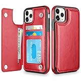HianDier Wallet Case for iPhone 11 Pro Max Case Slim Protective Case with Credit Card Slot Holder Flip Folio Soft PU Leather Magnetic Closure Cover for 2019 iPhone 11 Pro Max 6.5 Inches 6.5, Red