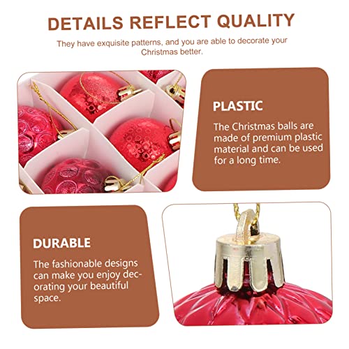 Abaodam 12Pcs Christmas Balls Outdoor Set Red Decorations Gold Pendant Baubles Ornaments Christmas Balls Decorations Christmas Decorative Balls Hanging Decoration Xmas Tree Pendants Red #TOP5