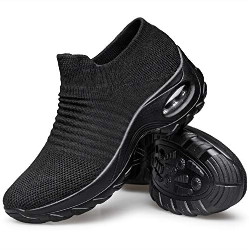 Image of YHOON Women's Walking Shoes - Sock Sneakers Slip on Mesh Platform Air Cushion Athletic Shoes Work Nurse Comfortable