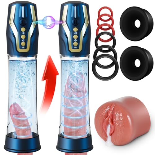 Electric Penis Pump Sex Toys - Male Sex Toys for Men Vacuum Pump for ED Treatment Voice Control with 4 Training Modes, Automatic Male Masturbator with 4 Suction Modes, Adult Toy with Mini Pocket Pussy