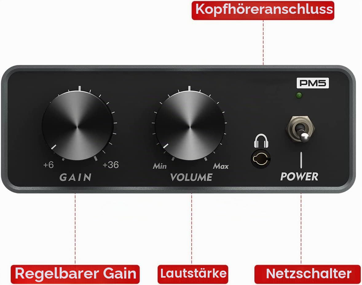 Phono Vorverstärker, Professioneller Mini Vorverstärker für Plattenspieler | Stereo Phonograph Vorverstärker mit Cinch Eingang/Ausgang, Kopfhörerausgang, Einstellbare Lautstärke und Verstärkung