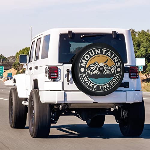 Image of Delerain Outdoor Theme Mountain Spare Tire Cover with Backup Camera Hole for RV Trailer SUV Truck and Many Vehicle, Wheel Covers Sun Protector Waterproof (15 Inch for Diameter 27 inch-29 inch)