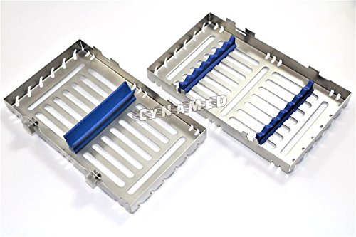 1 German Dental Autoclave Sterilization Cassette Rack Box Tray for 7 Instruments Blue