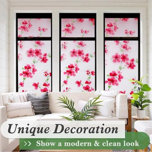Image of MOCOCO Premium Vinyl Privacy Stained Window Glass Sticker (12x84 Inch) - Self-Adhesive Decorative Film Opaque Sheet Tint Wallpaper for Glass Cover Window, Door, Office, Home.| Anti-UV. Mystic Pink