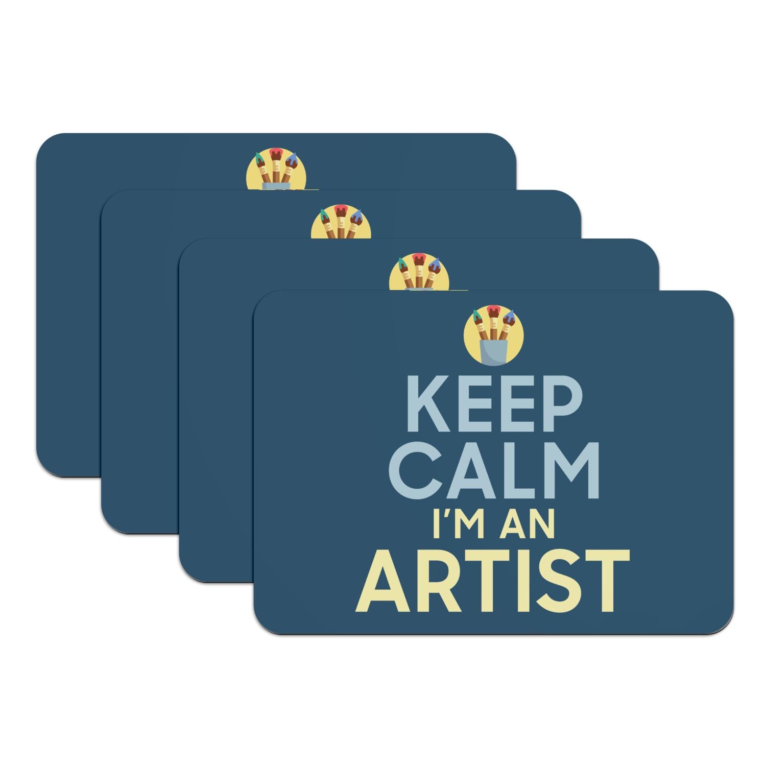 Sets de table bleu en caoutchouc 39,5x28,5 cm Keep Calm Artist x4